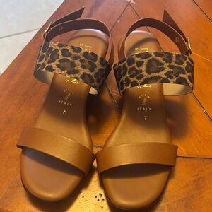 Italian Shoemakers Brown and Leopard Sandals